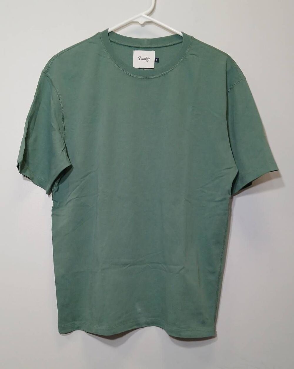 Drakes mens medium spruce green tshirt shortsleeve cotton crewneck
